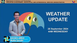 Public Weather Forecast issued at 4AM  September 25 2024  Wednesday [upl. by Kcid]