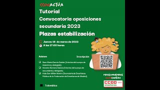 Tutorial Convocatoria oposiciones secundaria 2023 Plazas estabilización [upl. by Simonetta834]