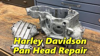 Harley Davidson Pan Head Engine Case Repair Part 1 [upl. by Patten]