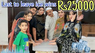 Last to leave Ice wins Rs25000🧊🥶Mushkil Tareen Challenge with Friends🤩 [upl. by Acirtal]