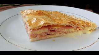 Tarta de jamon y queso y huevo  Facil y rapida [upl. by Jelene]