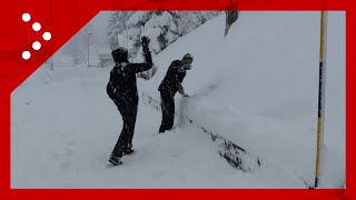 Madonna di Campiglio sotto abbondanti nevicate si gioca a palle di neve [upl. by Eisaj841]