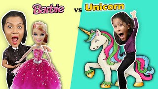 Cute UNICORN Vs Beautiful BARBIE Challenge  Barbie Vs Unicorn  Paris Lifestyle [upl. by Ellehs]