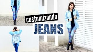 DIY Customize suas peças JEANS [upl. by Anifares]