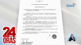 Feb 9 idineklara bilang Special Nonworking Holiday  24 Oras [upl. by Stimson]