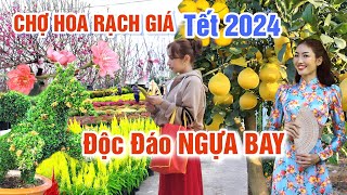 ĐỘC ĐÁO CHỢ HOA TẾT 2024 XUẤT HIỆN NGỰA BAY HOA ĐÀO NỞ RỘ CHỢ HOA XUÂN RẠCH GIÁ TẾT GIÁP THÌN [upl. by Shippee]