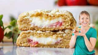 Strawberry Cheesecake Stuffed Inside a Gourmet COOKIE [upl. by Melony]