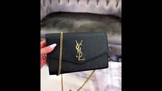 생로랑 SAINT LAURENT UPTOWN CHAIN WALLET IN GRAIN DE POUDRE EMBOSSED LEATHER 6077881GF0J1000 [upl. by Eatnahs349]