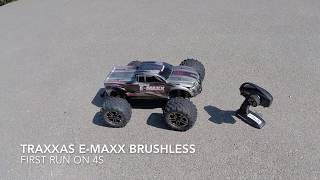 Traxxas EMaxx Brushless  First run on 4s  RPM Tuning [upl. by Verena]