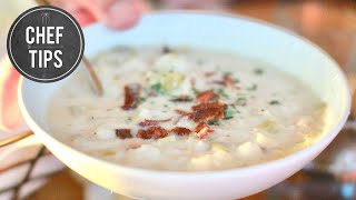 New England Clam Chowder Recipe  Chef Tips [upl. by Annalla]