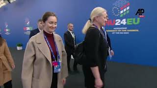 EU leaders depart from EU informal summit in Budapest [upl. by Anerres]