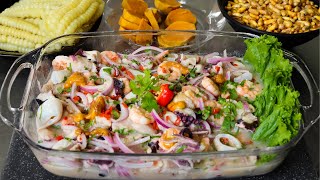 Preparando el Famoso CEVICHE Peruano de Pescado y Mariscos en un Toque  Abelca [upl. by Euqinna234]