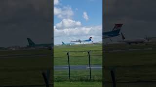 Luxair Dash8400 gliding into Dublin planespotting planespotter shorts viral ireland dublin [upl. by Airdnoed828]