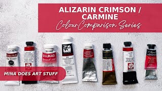 Alizarin Crimson amp Carmine  Colour Comparison Series  Mina Does Art Stuff [upl. by Kreitman]