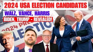 2024 USA Election 🔥 Candidates Walz Vance Harris Biden Trump  REVEALED 🔥 US Politics [upl. by Hanikehs]