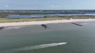 Drone flight on a summer day at Callantsoog North Sea beach The Netherlands [upl. by Wallack174]