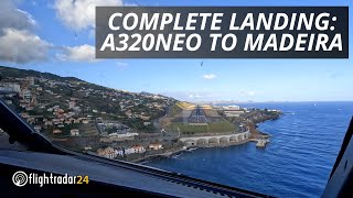 Cockpit view full landing at Madeira  A320NEO [upl. by Sherar]