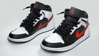 HOW TO LACE NIKE AIR JORDAN MID 1 LOOSE  Jordan mid 1 Loosely laces style [upl. by Widera]