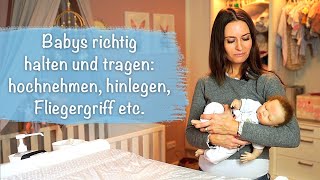 Babys richtig halten und tragen Schritt für Schritt erklärt von Hebamme Laura [upl. by Kobe]