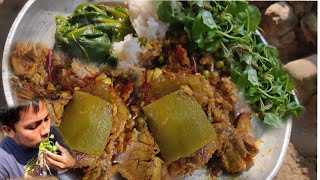 Eating delicious chicken curry with green peas  mukbang with husband and wife Husbandnwife [upl. by Legge]