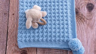 How to Crochet a Baby Blanket for Beginners Super EASY amp QUICK Only 1 row to repeat [upl. by Euqinor]