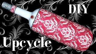 DIY Decoupage Wine Bottle With Rhinestones  Bottle Art [upl. by Etteniuq]