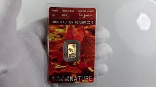 Swiss ArgorHeraeus 1 gram 9999 Gold Limited Edition Following Nature 2017 Autumn [upl. by Nelleyram]