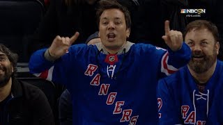 Jimmy Fallon shows off some moves at the Rangers game [upl. by Britney]