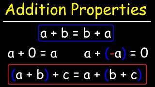 Addition Properties  Commutative Associative Identity Inverse  Algebra [upl. by Arammahs845]