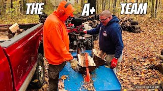 Splitting shagbark hickory firewood into the quotKingsquot truck [upl. by Amihsat269]