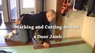 Laminate Installation Cutting laminate flooring around a doorjamb [upl. by Andria]