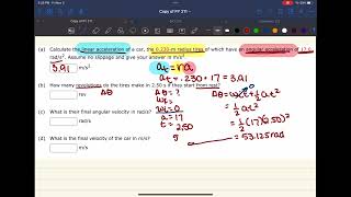 Calculate the linear acceleration of a car the 0230m radius tires of which have an angular [upl. by Nissensohn]