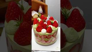 Immersive cake making  Strawberry pistachio crisp cake tutorial ❗️ Immersive cake making Cake [upl. by Yelsa834]