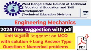 SUGGESTIONS Engineering mechanics suggestion  All chapter  Bng math [upl. by Zipnick829]