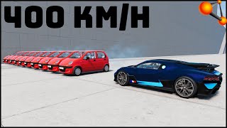 10 DAEWOO MATIZ vs BUGATTI CHIRON 400 KmH CRASH TEST  BeamNg Drive [upl. by Ardnohsal]