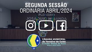 Segunda Sessão Ordinária do mês de Abril  Câmara Municipal de Teresina de Goiás [upl. by Assirem]