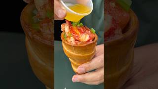 These LOBSTER CONES from Red Hook Lobster in Bryant Park Winter Village NYC are INSANEDEVOURPOWER [upl. by Seuqirdor]