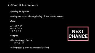 part 4  Python  Sequence  Order of Instructions  Spacing  Examples of Variable Assignment [upl. by Edmonds53]