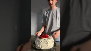 Chiffon cake with strawberries and cream for my friend’s birthday [upl. by Nrublim]