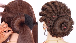 brilliant bun hairstyle for bridal  hairstyle for women [upl. by Laenahtan159]