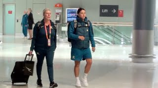 MATILDAS ARRIVE IN SYDNEY AHEAD OF NEXT WORLD CUP GAME AGAINST DENMARK [upl. by Nariko331]