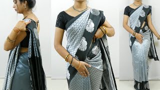 Banarasi silk saree draping tutorial for wedding amp party  Sari draping to look very attractive [upl. by Winna]