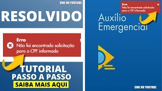 ERRO RESOLVIDO  NÃO FOI ENCONTRADA SOLICITAÇÃO PARA O CPF INFORMADO [upl. by Macfarlane341]