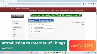 Introduction to IoT Week10 AssignmentQuiz  JanuaryApril 2024  Solutions [upl. by Mahoney727]