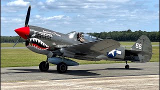 P40 Warhawk Takeoff Landing Walkaround  Naval Air Station Wildwood Museum [upl. by Oringa427]