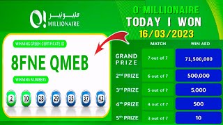 OMillionaire Today Results 16032023  OMillionaire Dubai [upl. by Aznarepse]