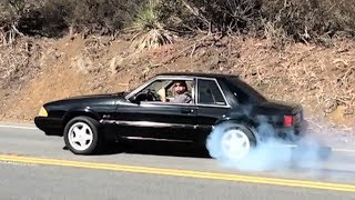 Matts Fox Body Mustang  First Burnout Test [upl. by Franciska]