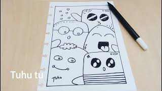 Doodle Art Simple Tutorial for Beginners  Speee Doodling  Cara Menggambar Doodle Mudah [upl. by Rolfe]