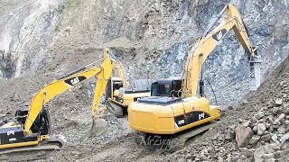 CAT 320D2 320D Excavator Working On Rocks Quarry [upl. by Elvin642]