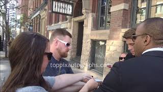 Garrett Hedlund  SIGNING AUTOGRAPHS while promoting at the 2017 TIFF [upl. by Sanbo]